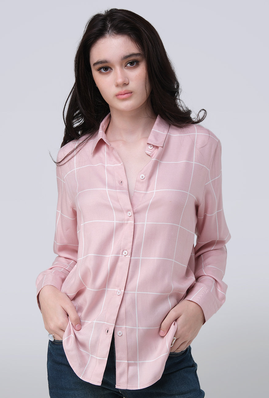 Kemeja Lengan Panjang Key Pink