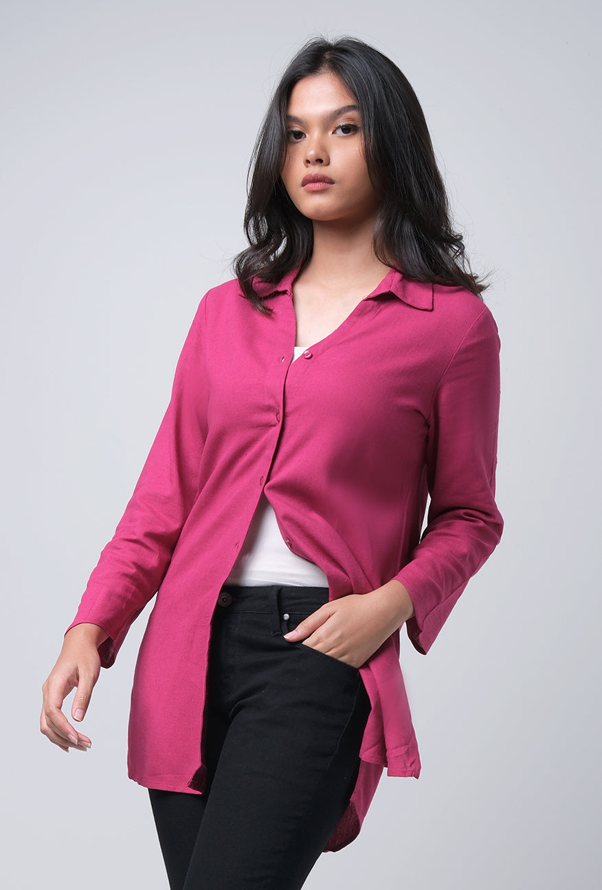 Kemeja Lengan Panjang Lucy Fuschia