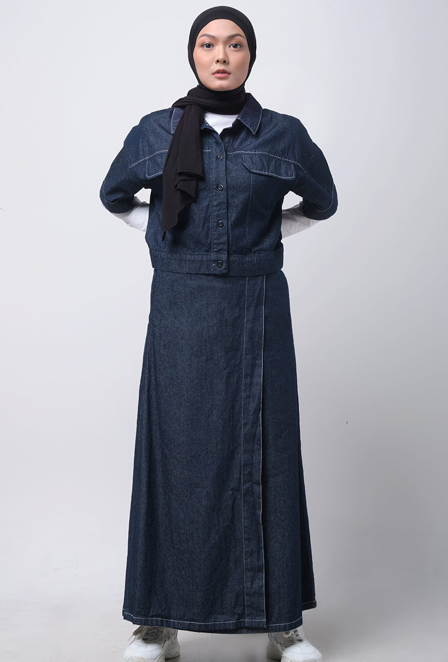 Rok Panjang Classy Dark Blue