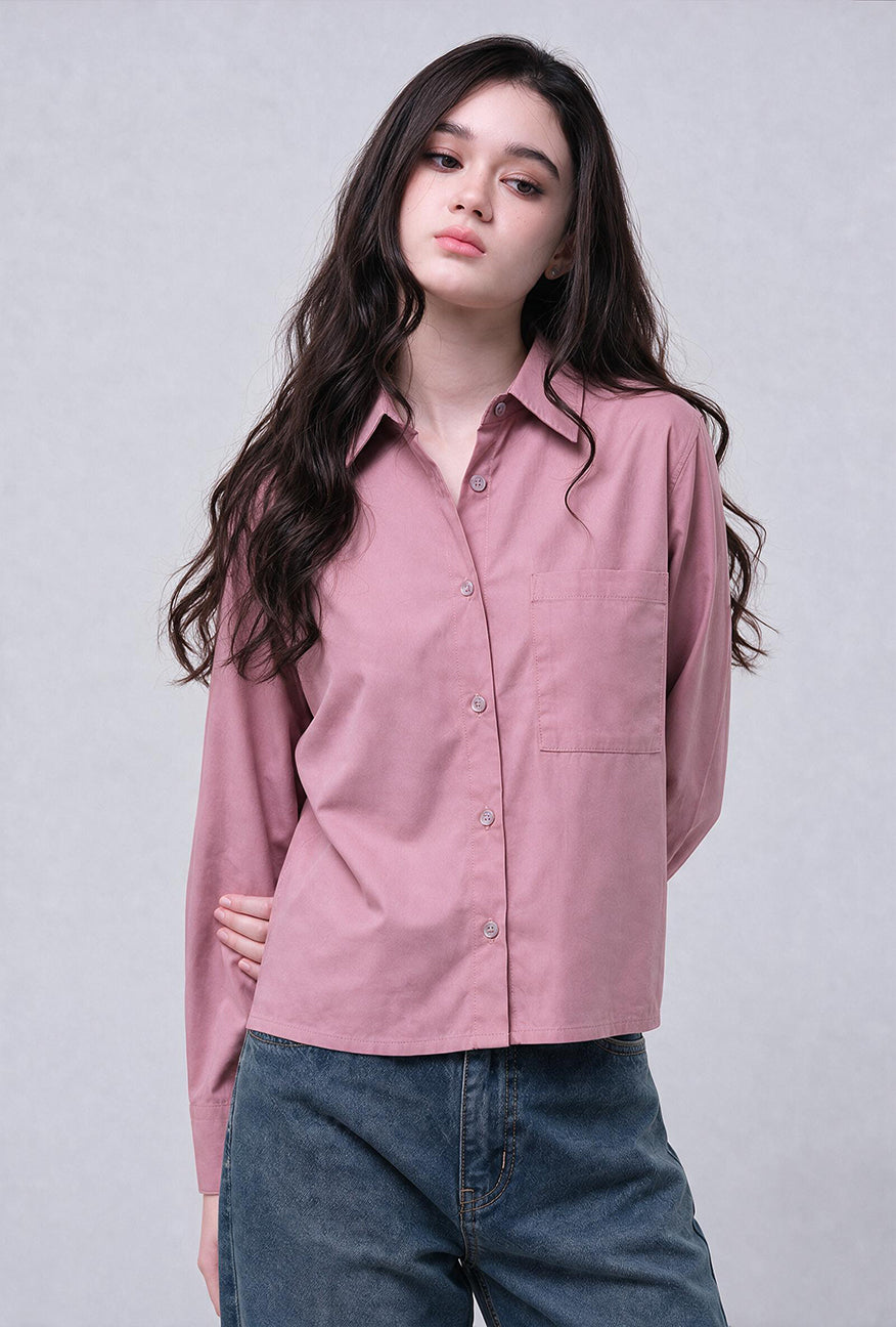 Kemeja Lengan Panjang Selra Pink Exclusive Online