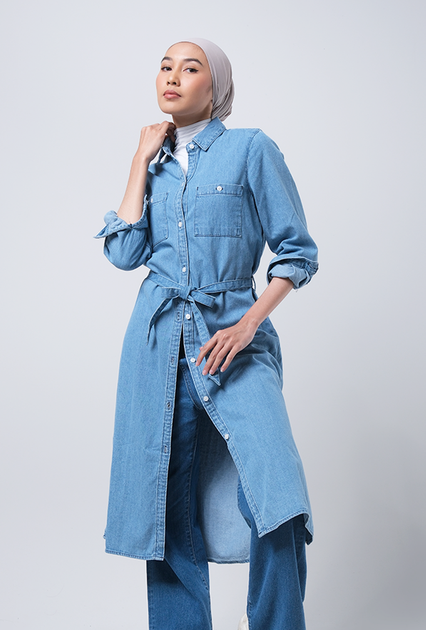 Dress Denim Lingga Medium Blue