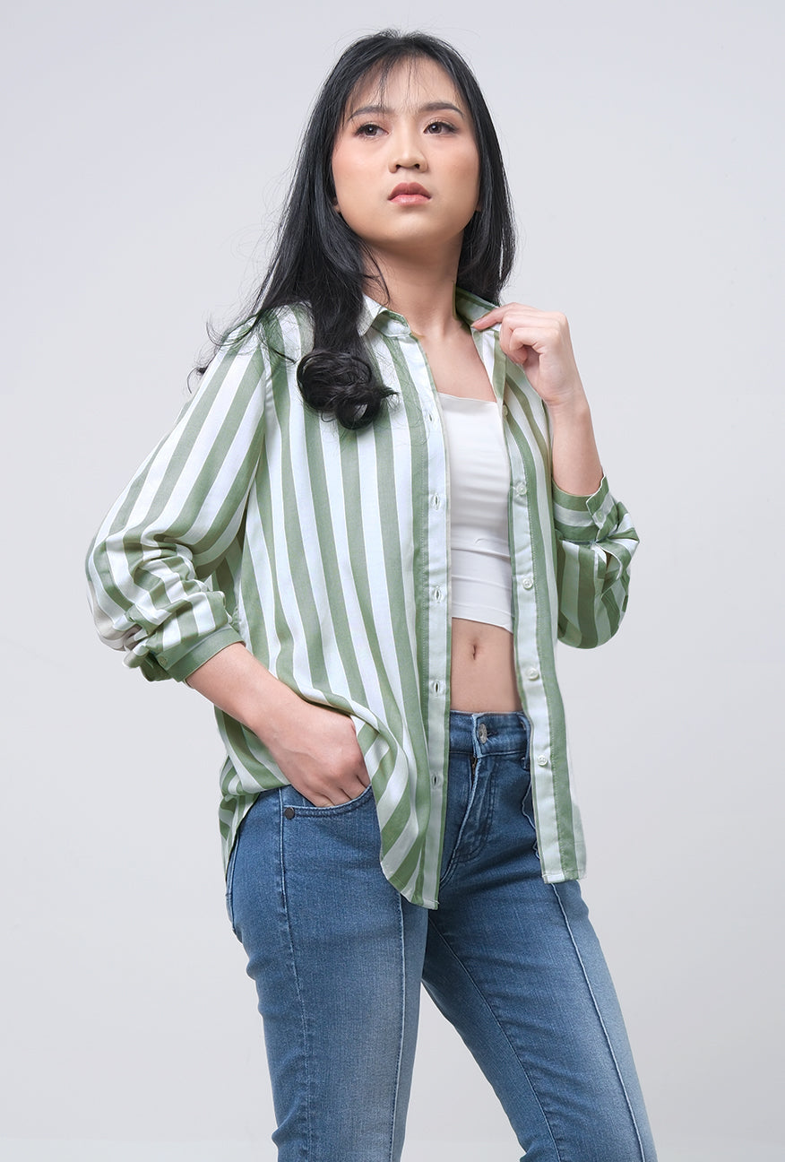 Kemeja Lengan Panjang Xena Sage White