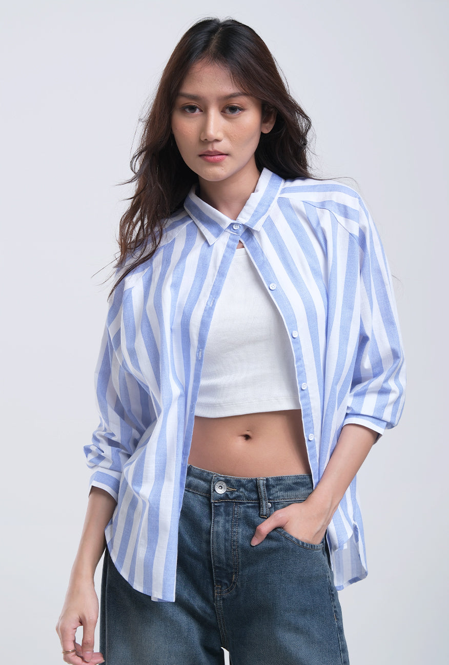 Kemeja Lengan Panjang Griffyn Blue White