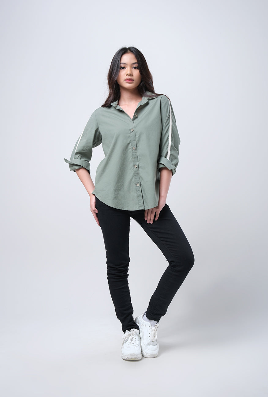 Kemeja Lengan Panjang Iris Green