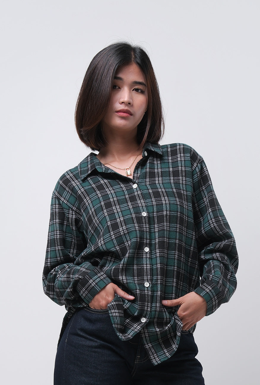 Kemeja Flanel Jenna Green Black