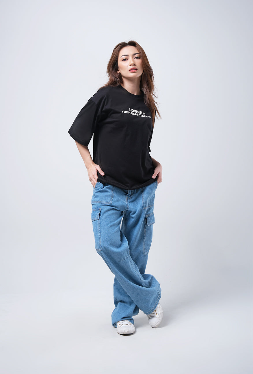 T-Shirt Oversized Lengan Pendek Careen Black