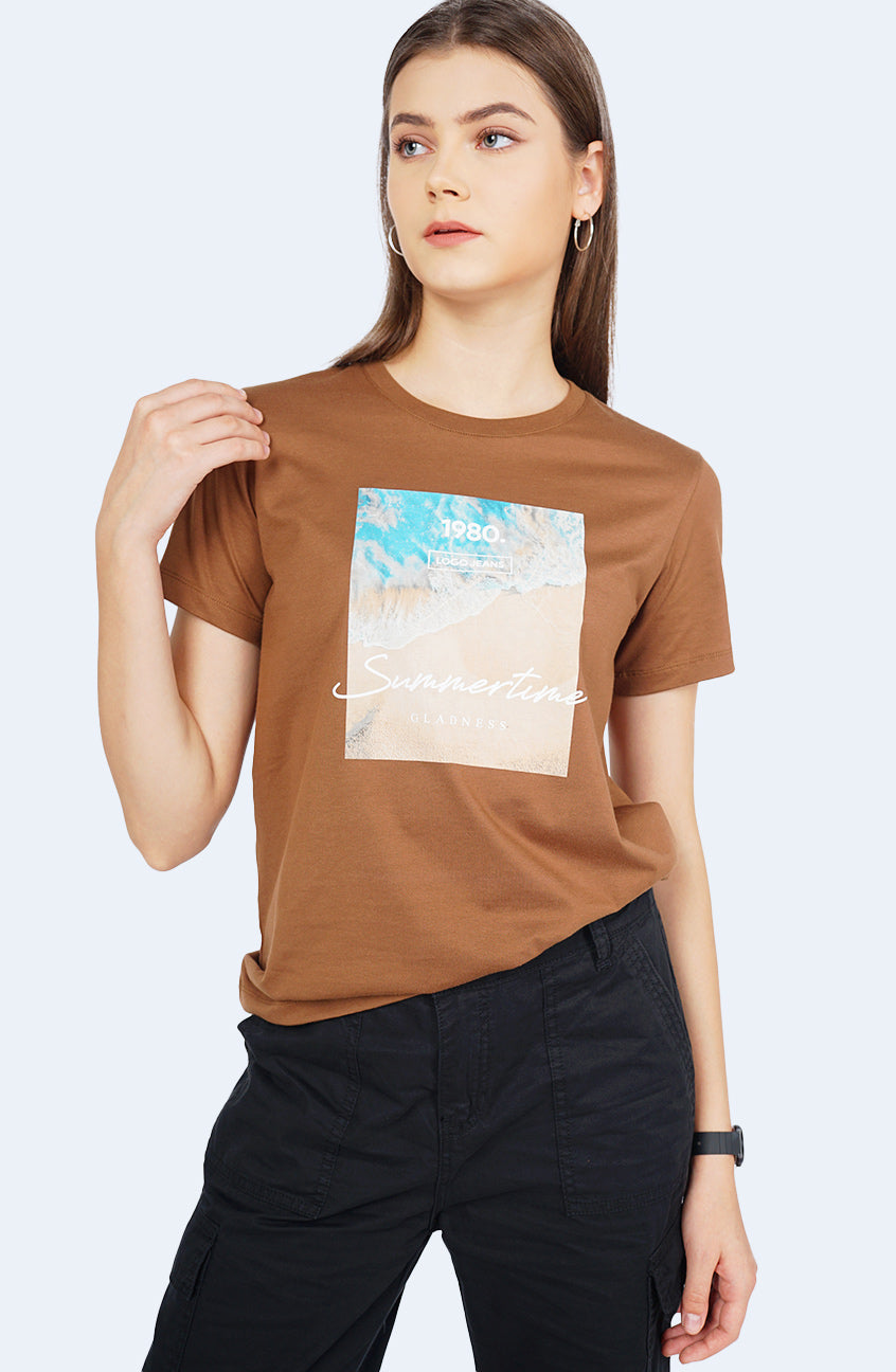 T-Shirt Basic Lengan Pendek Rosalind Brown