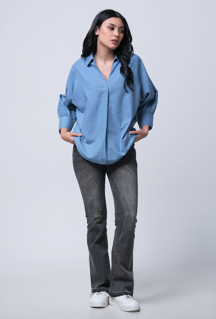 Kemeja Lengan Panjang Bryn Blue