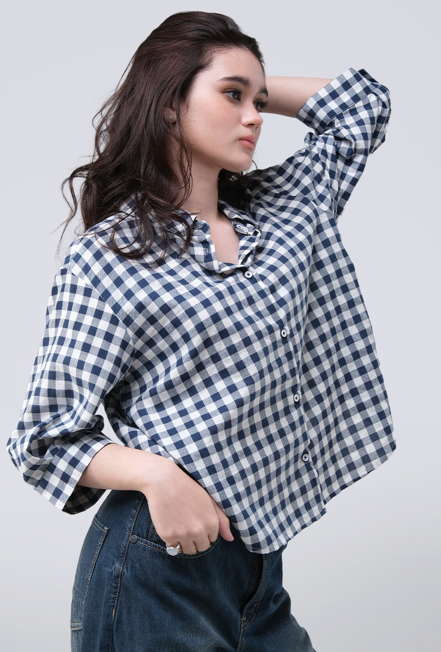 Kemeja Zyala Navy White