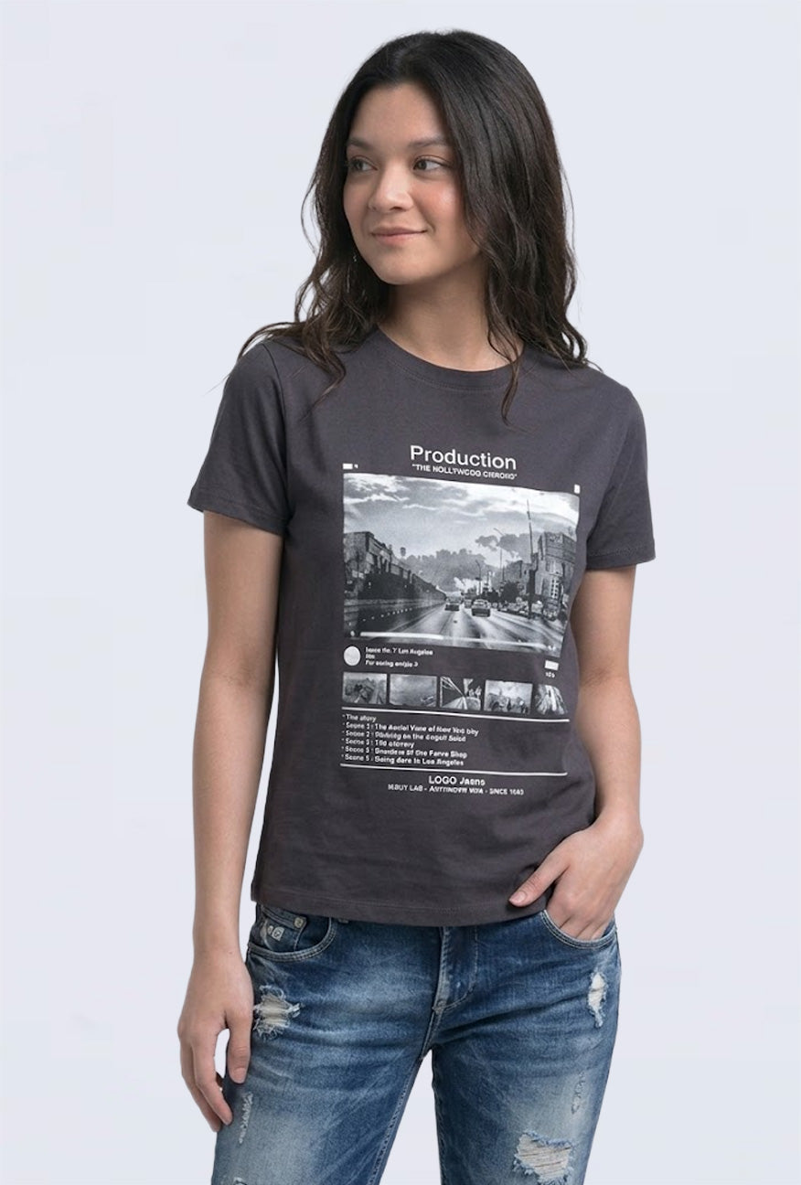 T-Shirt Lengan Pendek Story Dark Grey