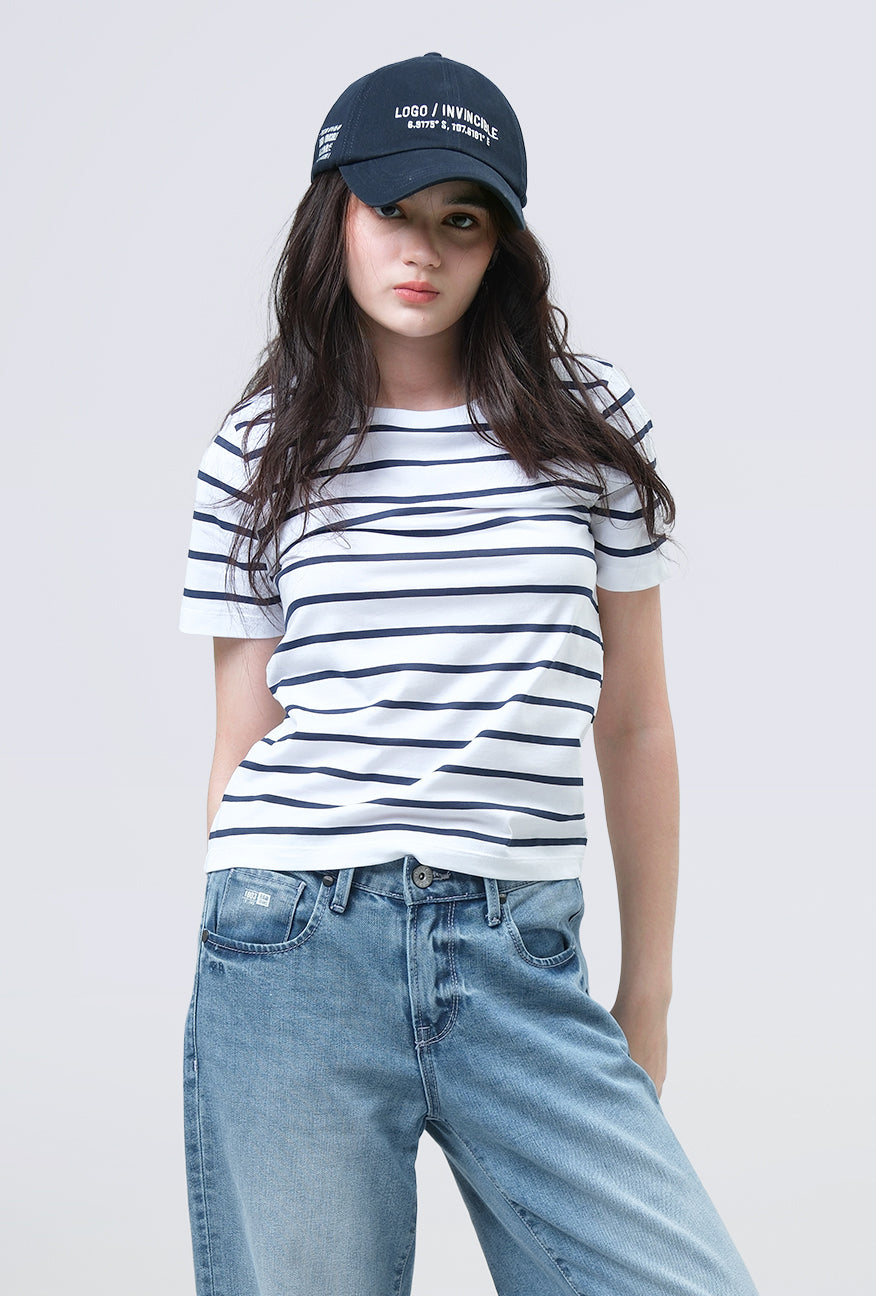 T-Shirt Lengan Pendek Kasha White Navy