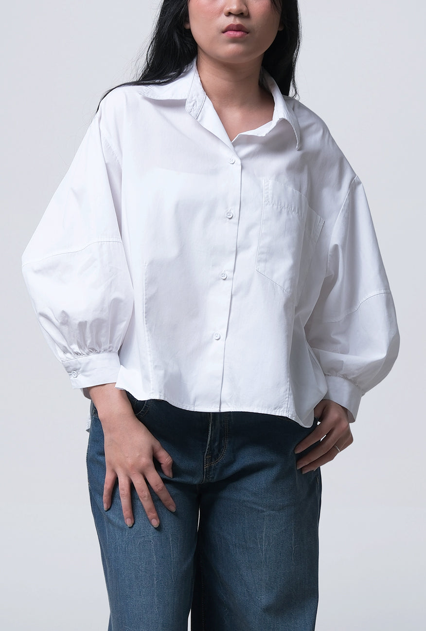 Kemeja Lengan Panjang Danica White