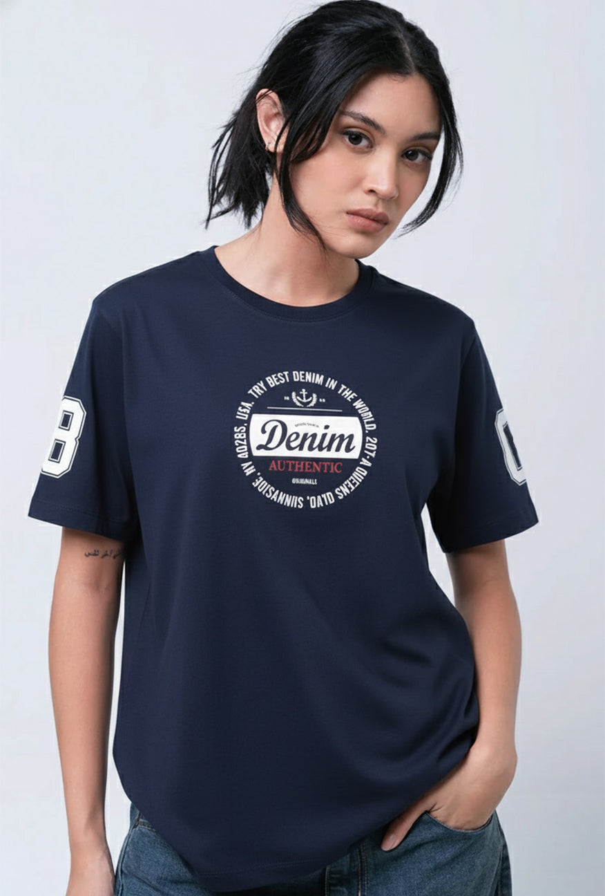 T-Shirt Lengan Pendek Regular Fridia Navy