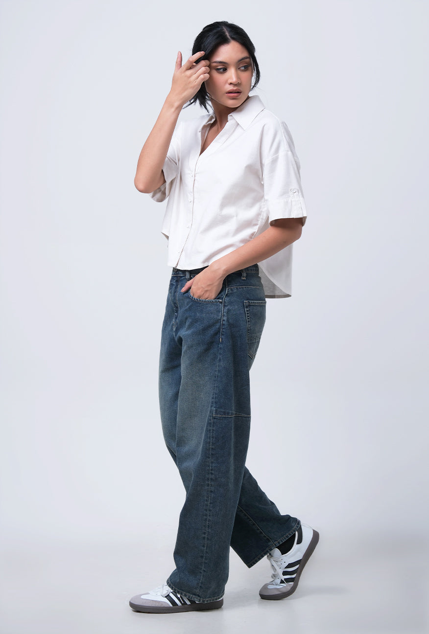 Kemeja Lengan Pendek Berinda Offwhite Online