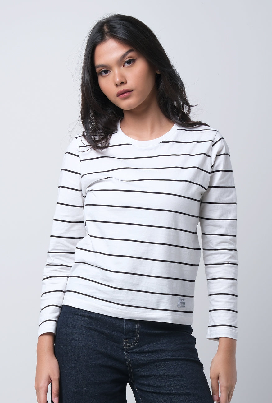 T-Shirt Felysia Offwhite Black Stripe