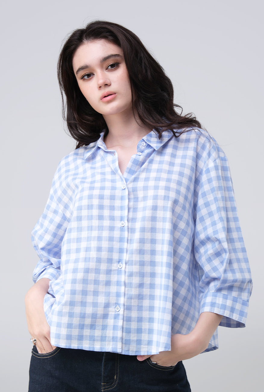 Kemeja Zyala Blue White