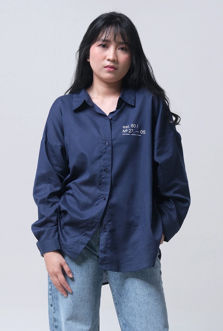 Kemeja Lengan Panjang Beiza Navy