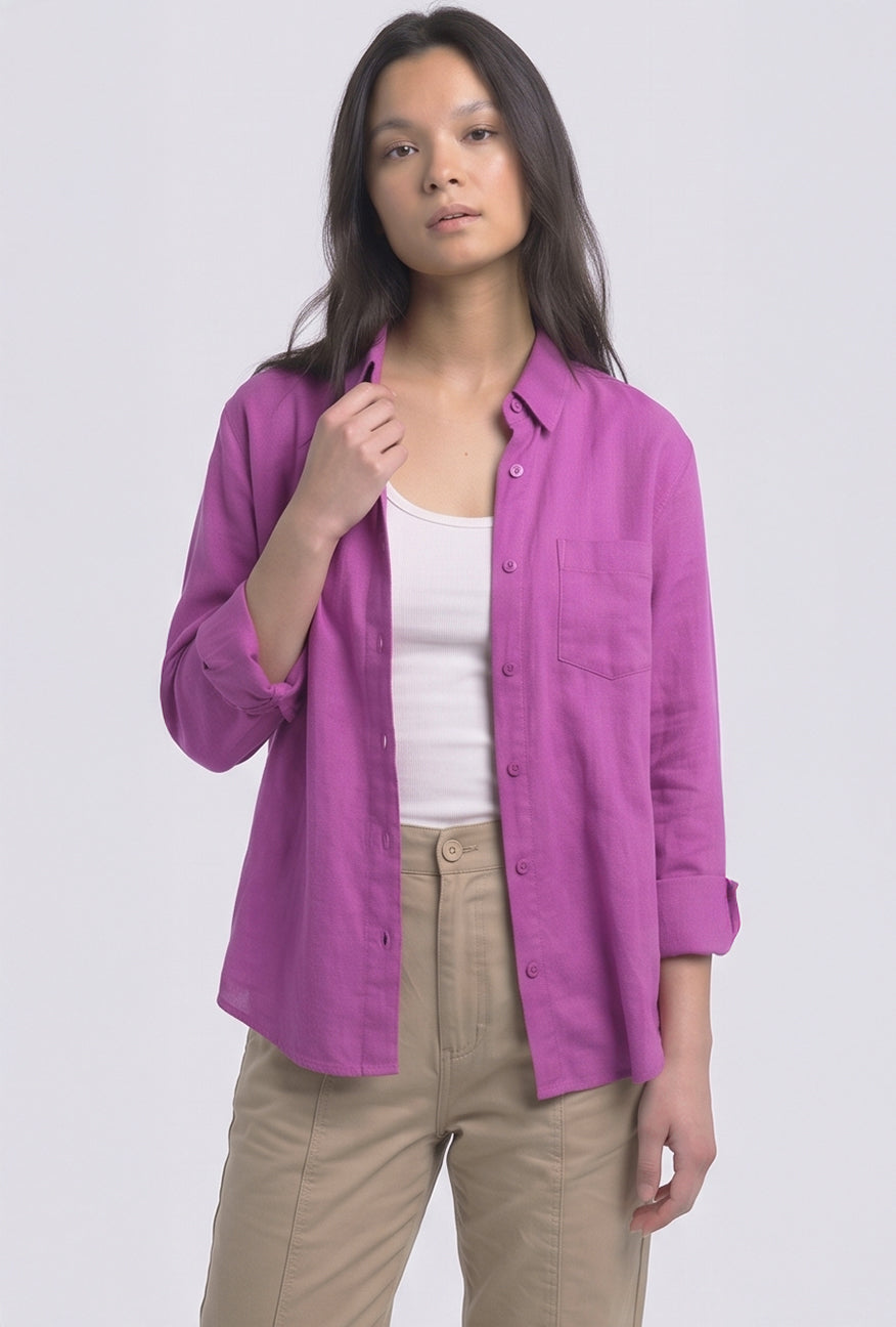 Kemeja Lengan Panjang Byan Pink Purple