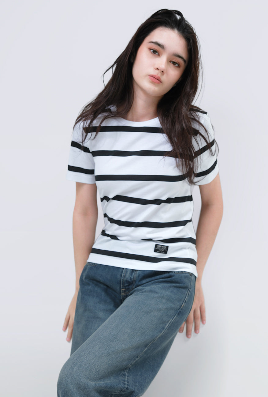 T-Shirt Lengan Pendek Kalene White Black