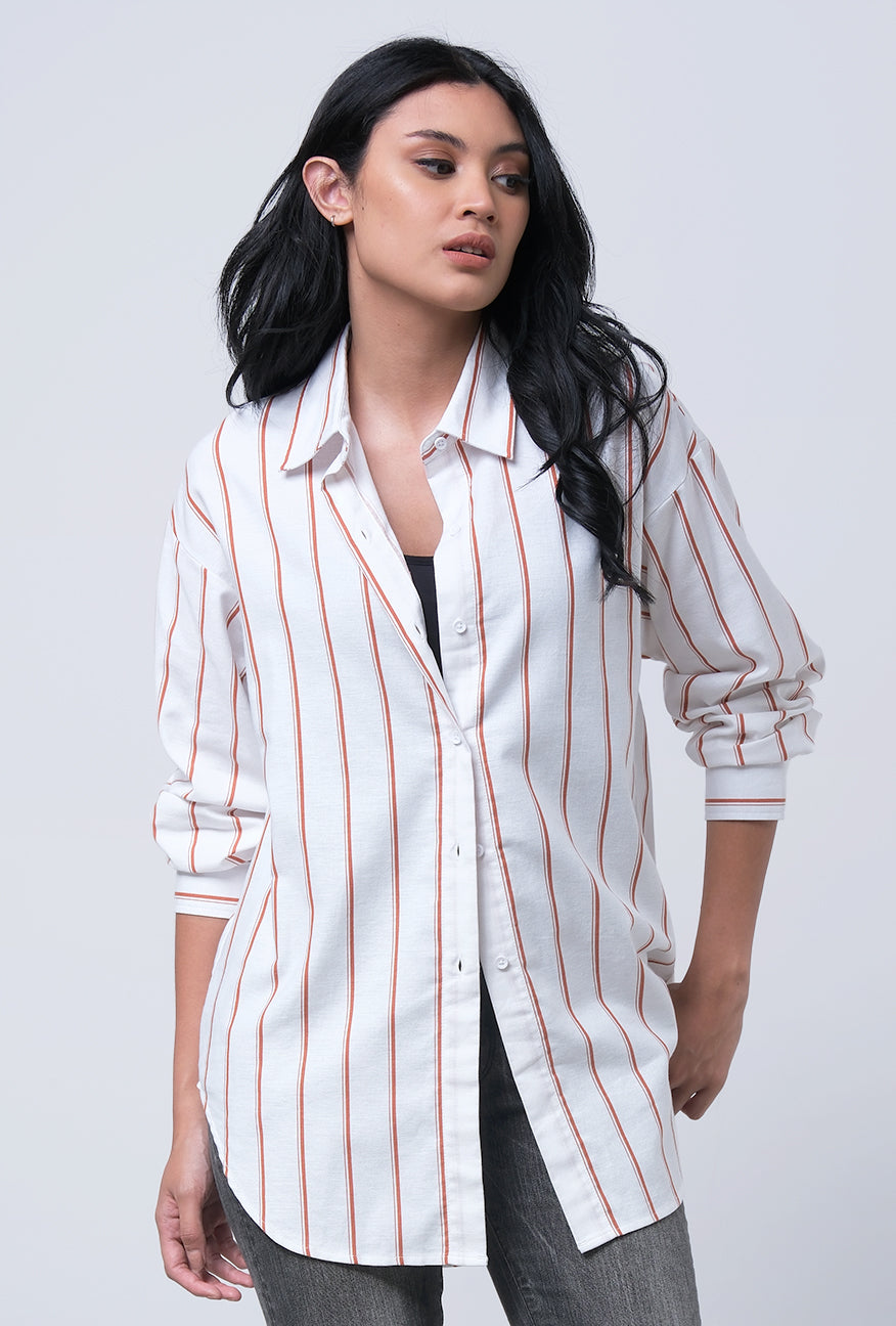 T-Shirt Lengan Panjang Chelmira Offwhite Brown