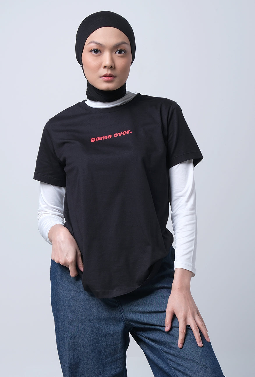 T-Shirt Lengan Pendek Queensha Black