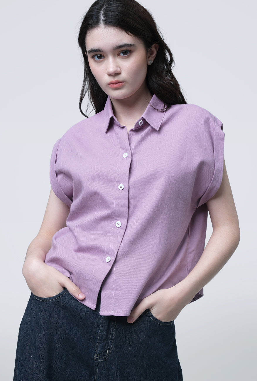 Kemeja Lengan Pendek Oryna Lavender Exclusive Online