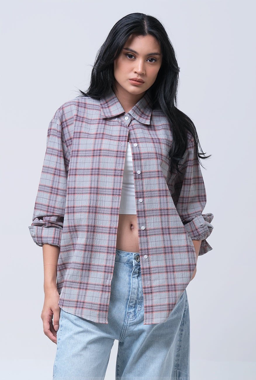 Kemeja Lengan Panjang Axela Grey Green