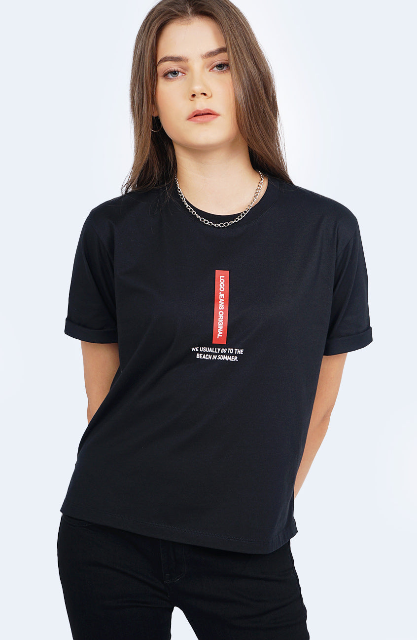T-Shirt Regular Lengan Pendek Callia Black