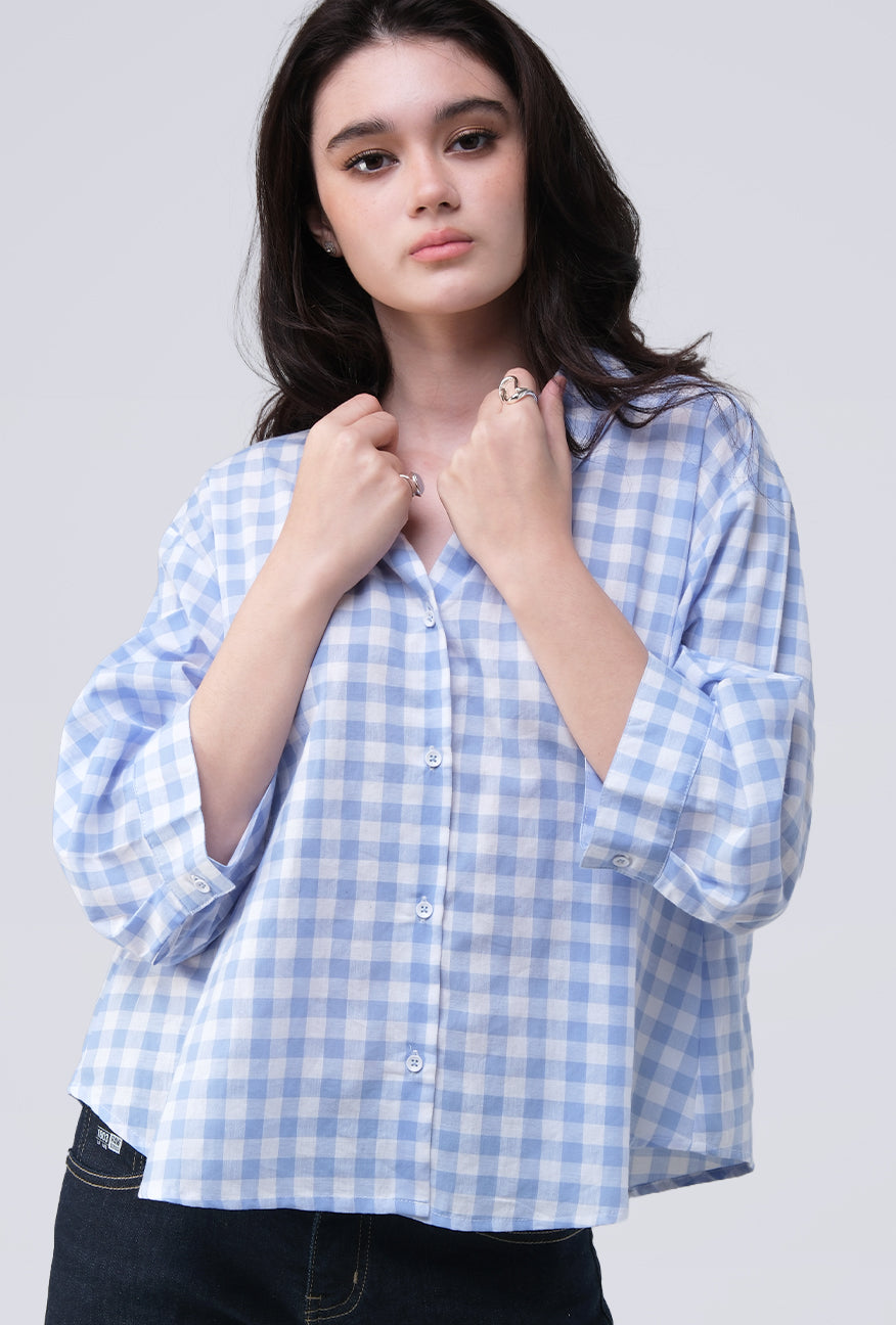 Kemeja Zyala Blue White