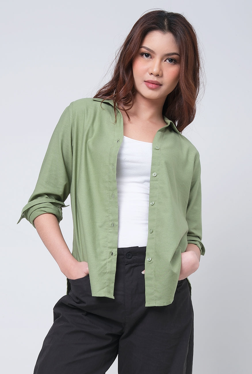 Kemeja Lengan Panjang Ninette Green