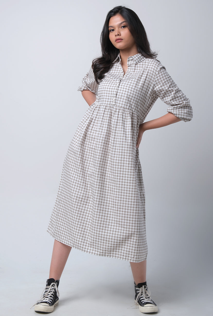 Dress Lengan Panjang Sherly White Olive