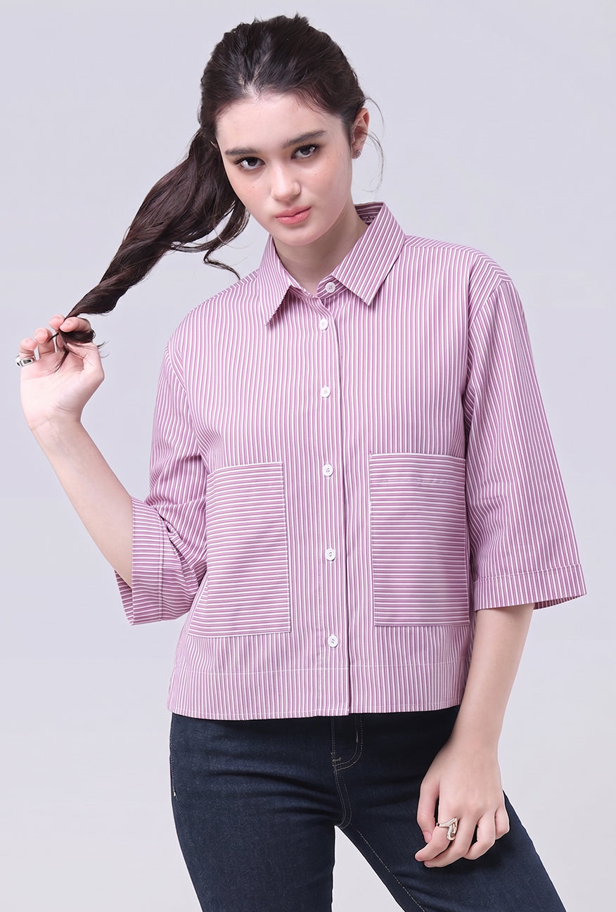 Kemeja Luna Purple White Exclusive Online