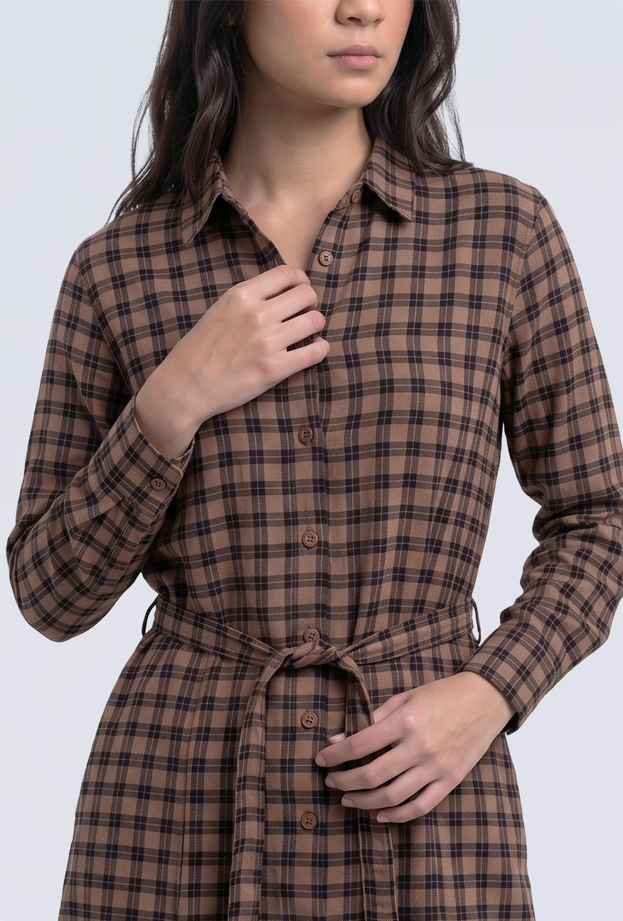 Dress Lengan Panjang Kavita Brown Black