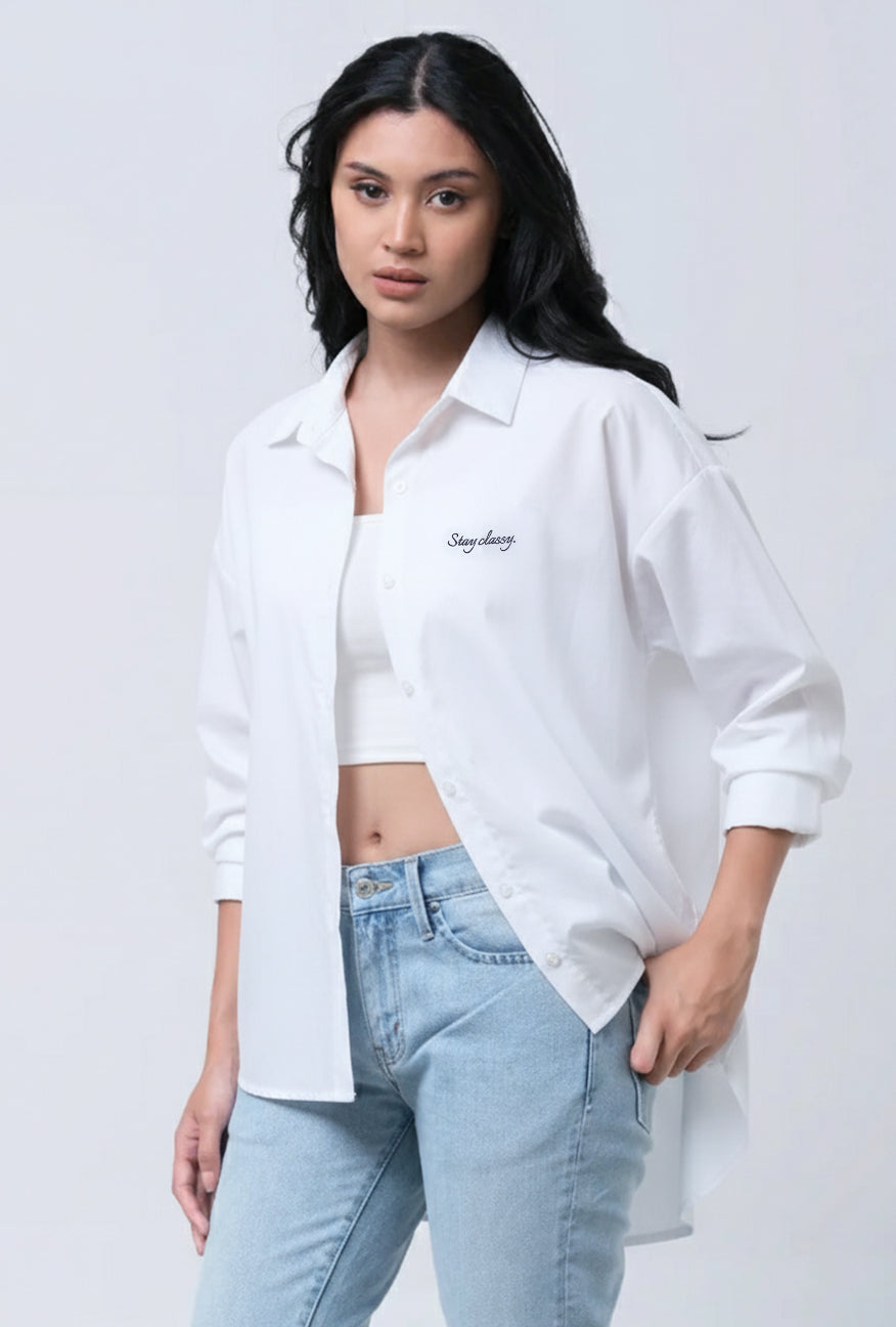 Kemeja Lengan Panjang Anesya White