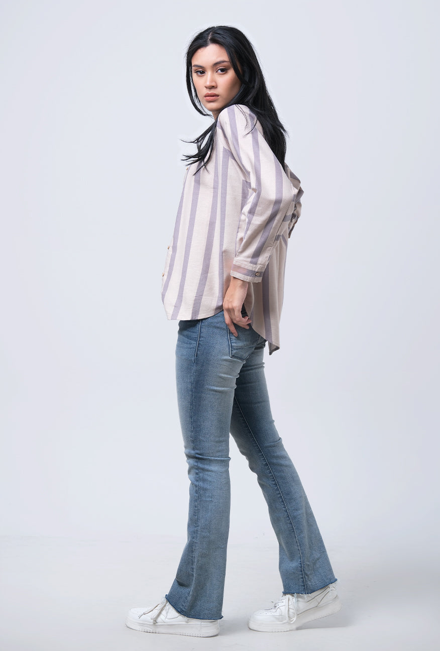 Kemeja Lengan Panjang Chiaran Khaki Grey