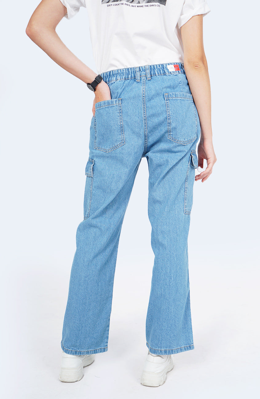 Celana Cargo Denim Misha Medium Blue