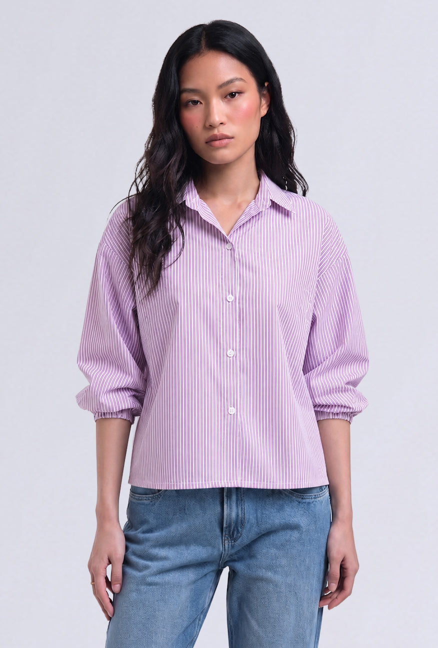 Kemeja Caelina Purple White