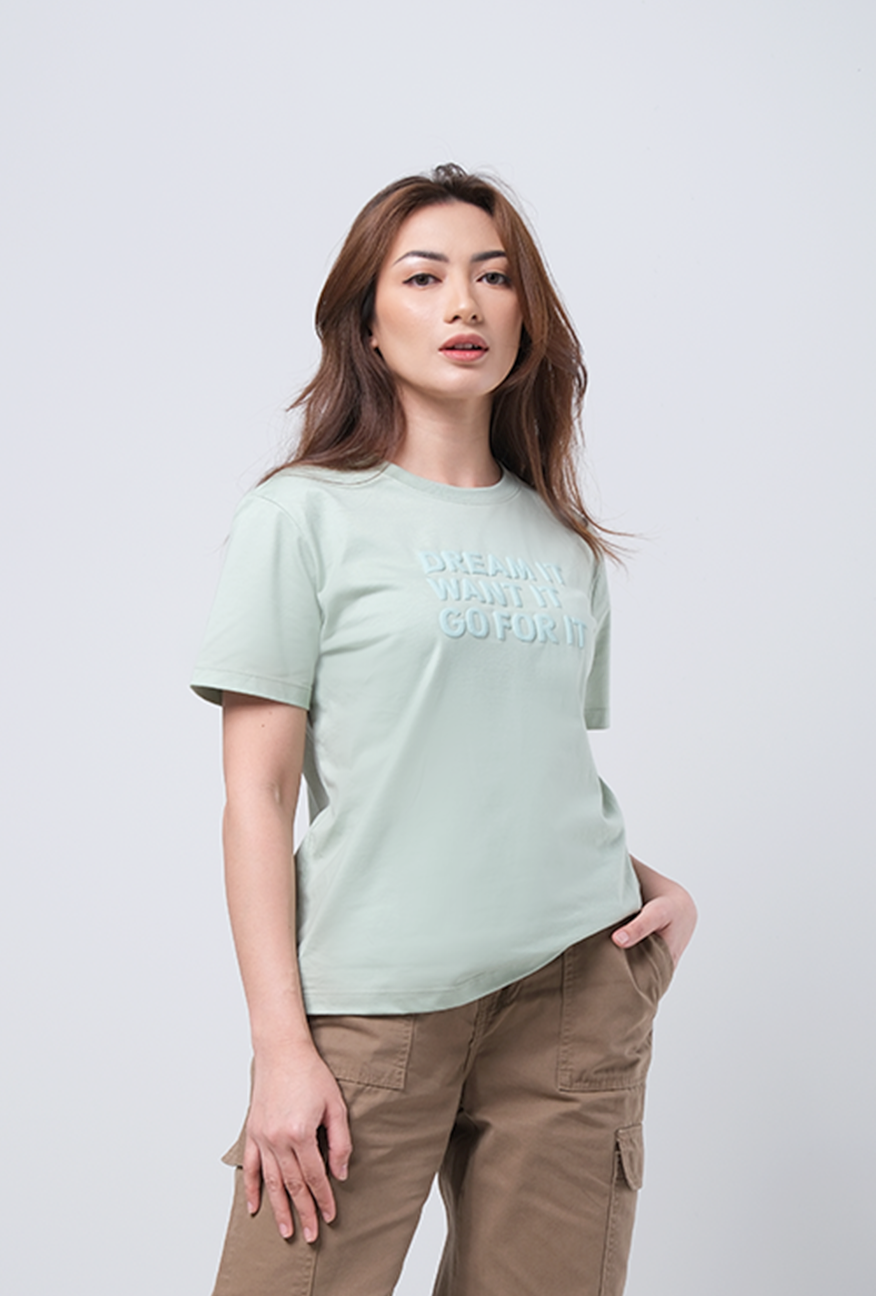 T-Shirt Basic Lengan Pendek Brielle Light Green