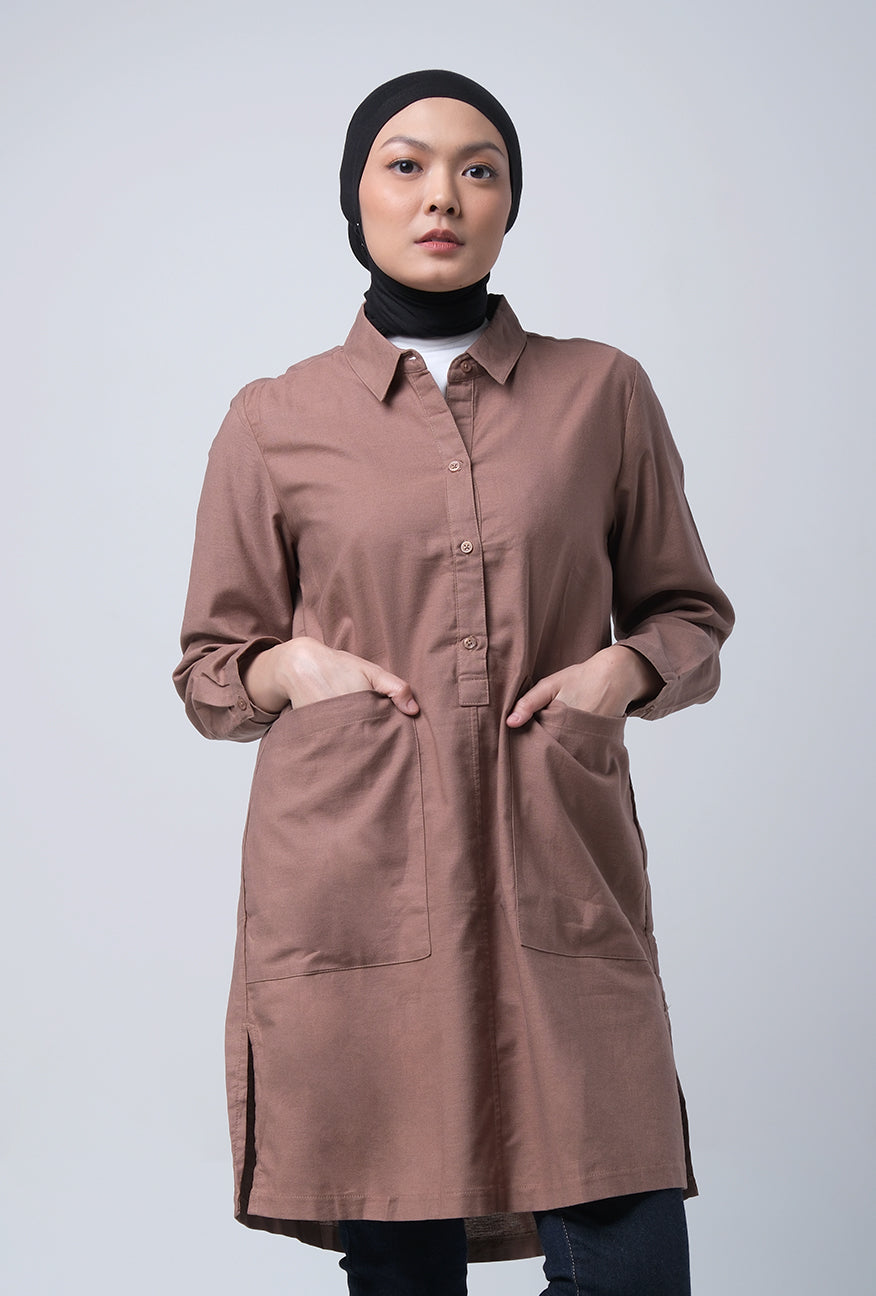 Dress Lengan Panjang Estella Brown