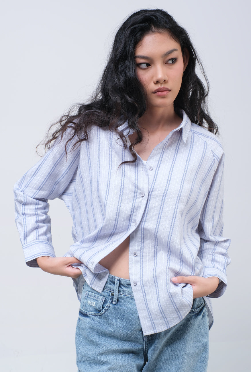 Kemeja Lengan Panjang Oleli Grey Blue