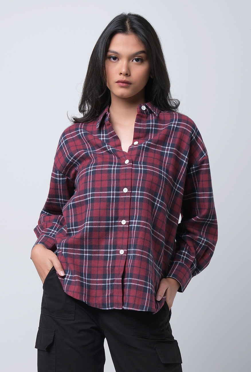 Kemeja Flanel Lanira Red Navy