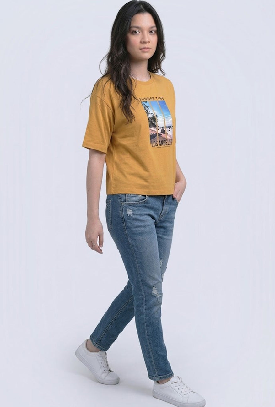 T-Shirt Lengan Pendek Ellie Mustard