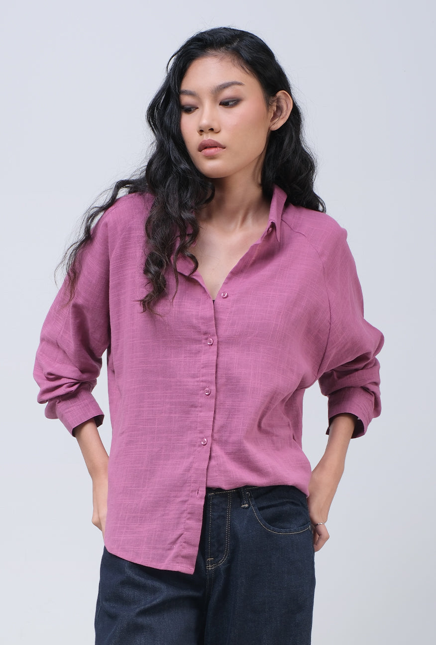 Kemeja Lengan Panjang Eftychia Purple