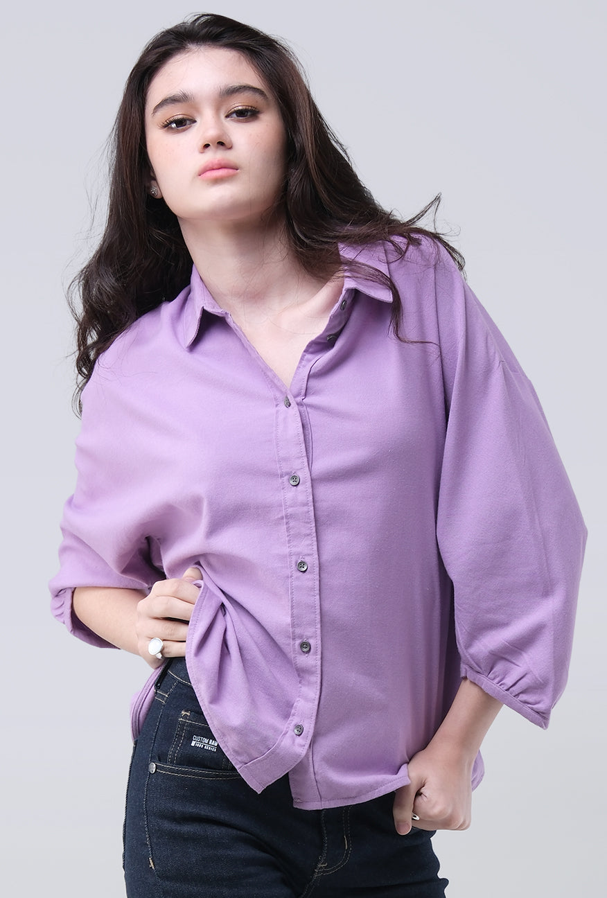 Kemeja Lengan Panjang Shenny Lavender
