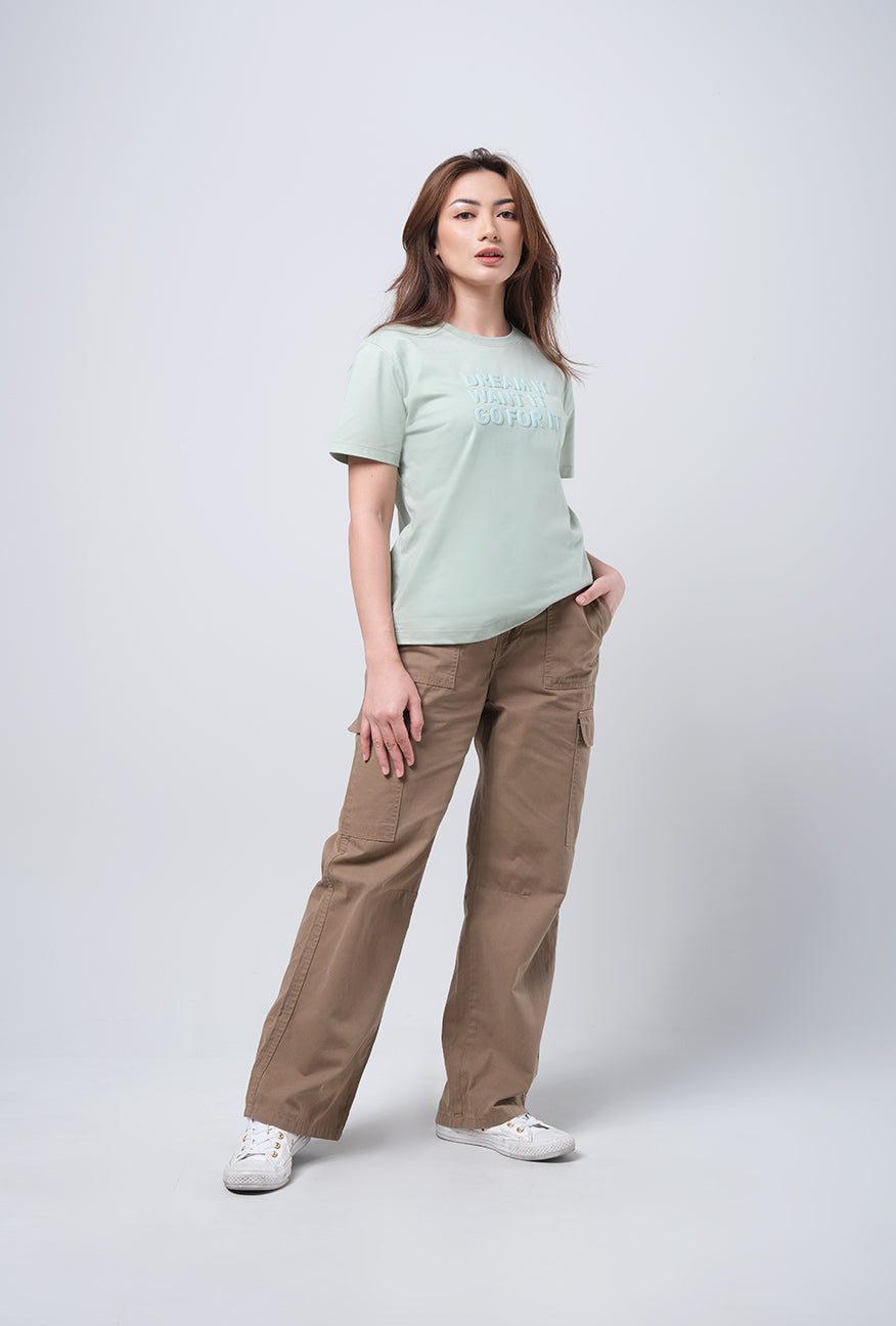 T-Shirt Basic Lengan Pendek Brielle Light Green