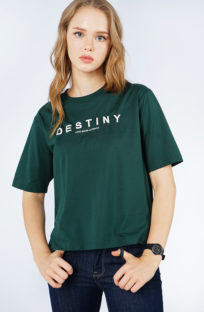 T-Shirt Regular Lengan Pendek Clarabel Dark Green