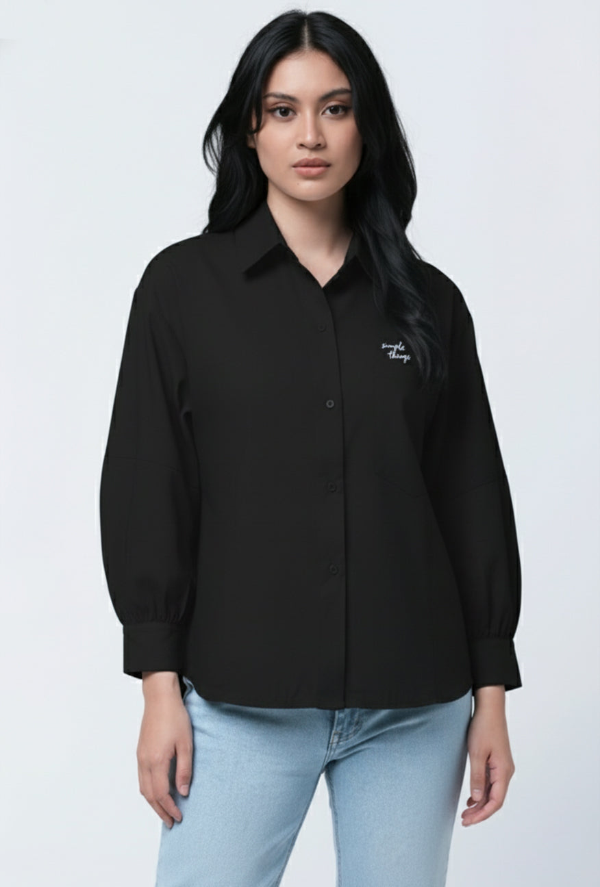 Kemeja Lengan Panjang Fazila Black