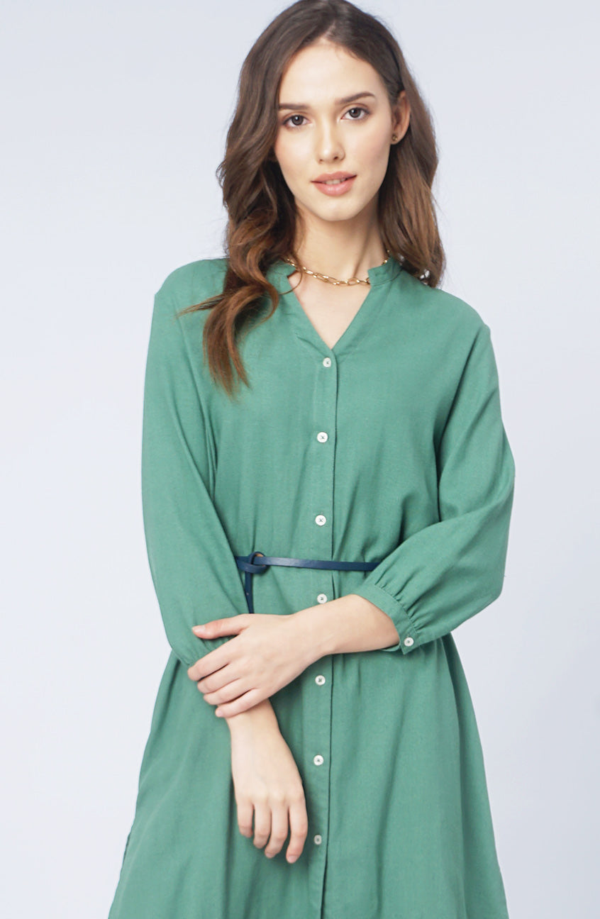 Dress Lengan Panjang Antie Dusty Green