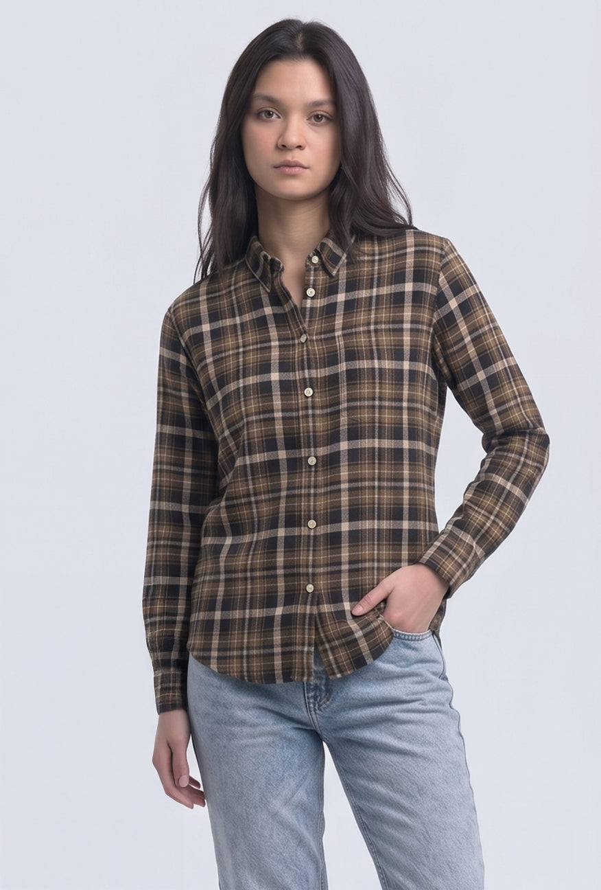 Kemeja Flanel Mikayla Black Yellow