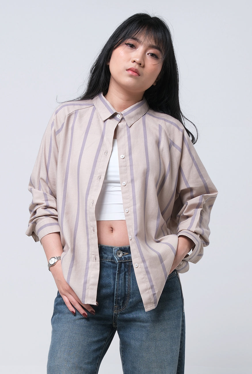Kemeja Lengan Panjang Caury Khaki Grey